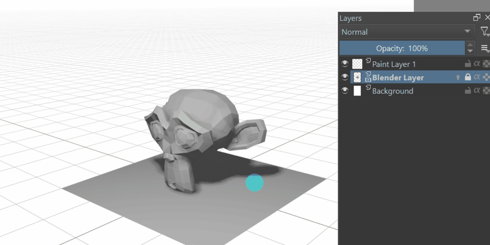 Blender model in a Krita canvas