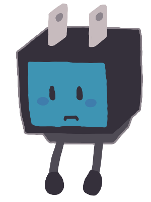 Adaptor-shaped character sits on a ledge