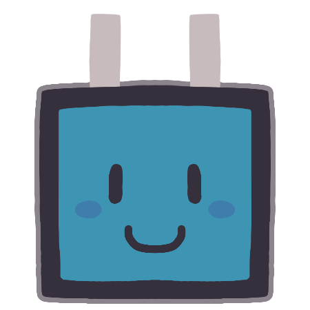 An adaptor-shaped character smiles at the screen