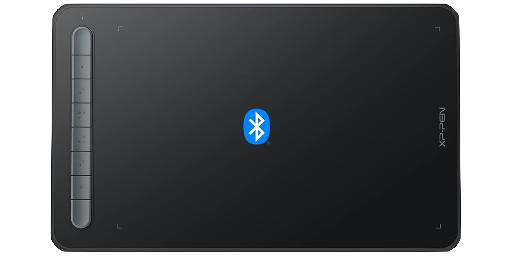 A black screenless drawing tablet with 8 gray buttons on the side