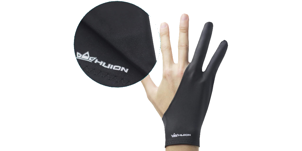 Hand with a black drawing glove